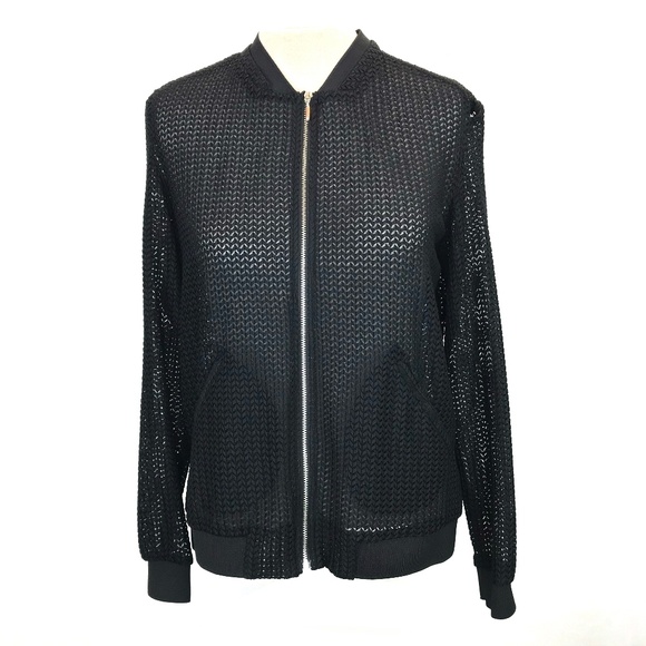 Zara Jackets & Blazers - Zara Basic Black Sheer Zip Jacket M